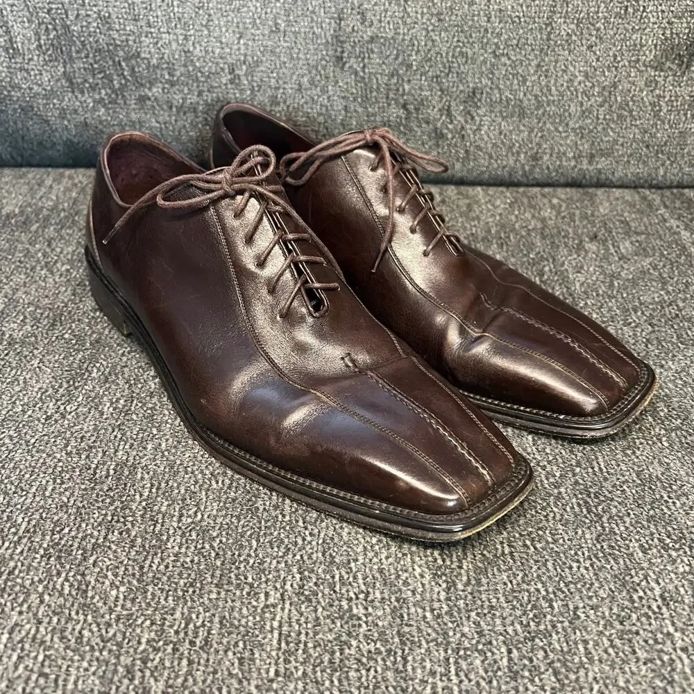 Bachrach Oxford Dress Shoes Mens Sz 12 Brown Leather Split Square Toe Corporate